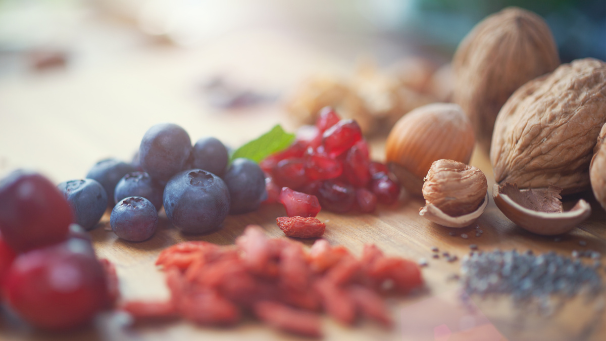 Superfood op een tafel