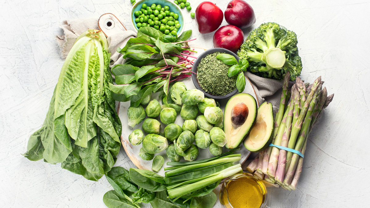 Fotografia degli alimenti più ricchi di vitamina K1, ovvero di fillochinone.